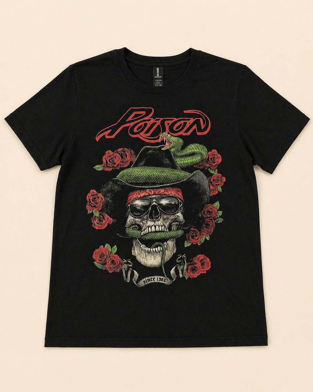 Poison Skull Snake Graphic Tee Y2K Rock Band Goth‎ Vintage Style Small